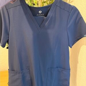 Adar Women's Navy Blue Scrub Top
